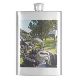 Bag Full Of Golf Clubs, Classic Hip Flask