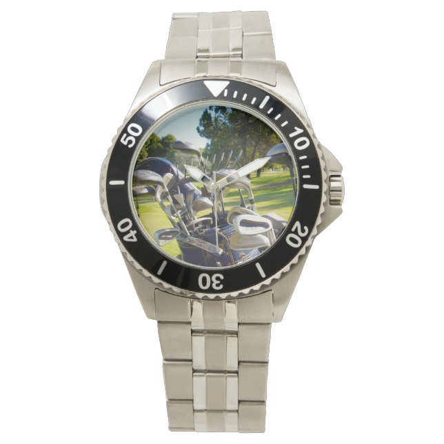 Bag Full Of Golf Clubs, Mens Wrist Watch (Front)