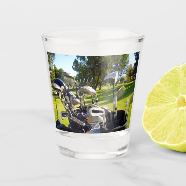 Bag Full Of Golf Clubs, Shot Glass (Front)