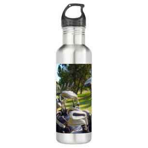 Bag Full Of Golf Clubs, Water Bottle