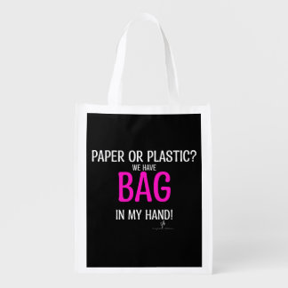 Bag In Hand Hot Pink Pers. Reusable Groc. Bags