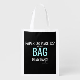 Bag In Hand It. Sky Blue Pers. Reusable Groc. Bags