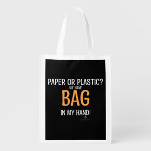 Bag In Hand Neon Orange Pers. Reusable Groc. Bags