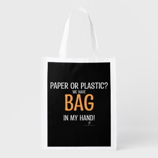 Bag In Hand Neon Orange Pers. Reusable Groc. Bags
