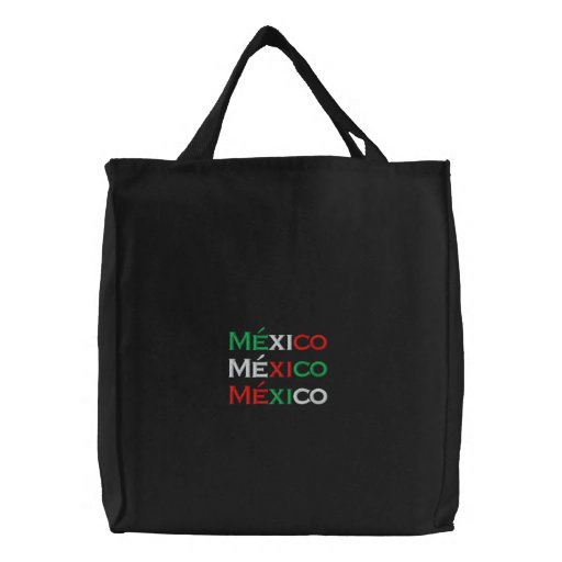 Bag, Mexico lindo, tri-color Embroidered Tote Bag