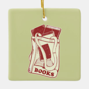 Bag of books I love to read Ceramic Ornament