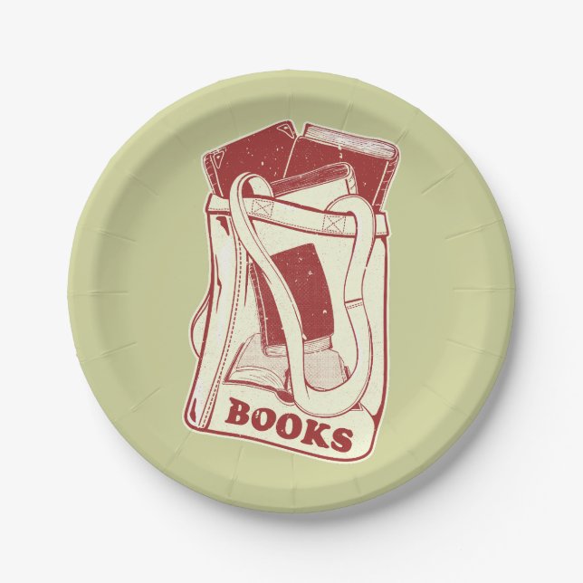 Bag of books I love to read Paper Plates (Front)