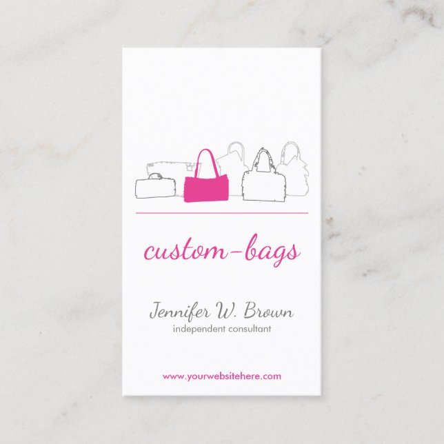 Bag Store Pink Accessories Girly Boutique Business Card (Front)