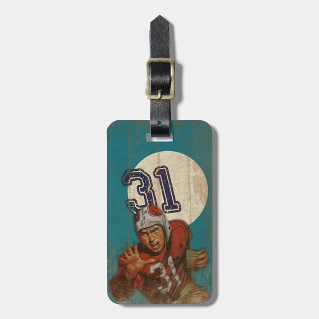 Bag Tag with Vintage American Football Player (Front Vertical)