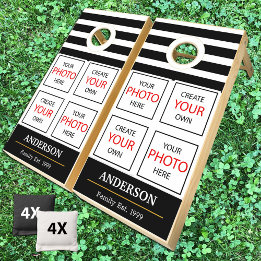 Bag Toss Multi Photo Template / Custom Black Cornhole Set