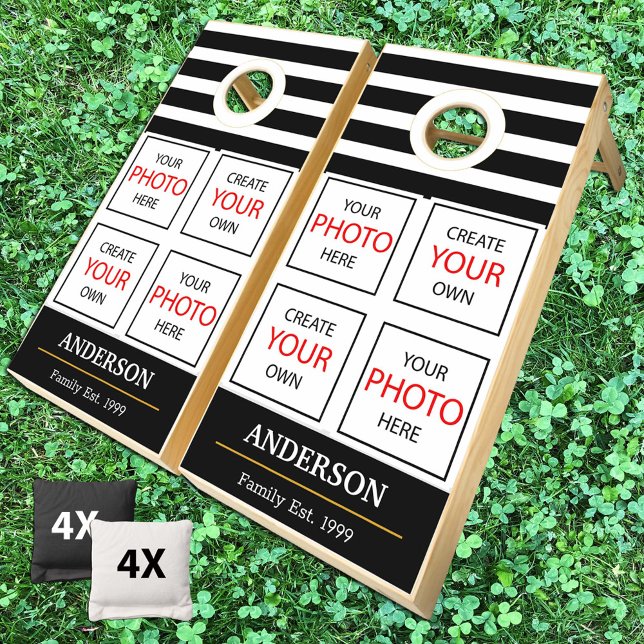 Bag Toss Multi Photo Template / Custom Black Cornhole Set (Creator Uploaded)