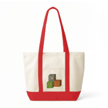 Bag Tote with Child's Toy Blocks