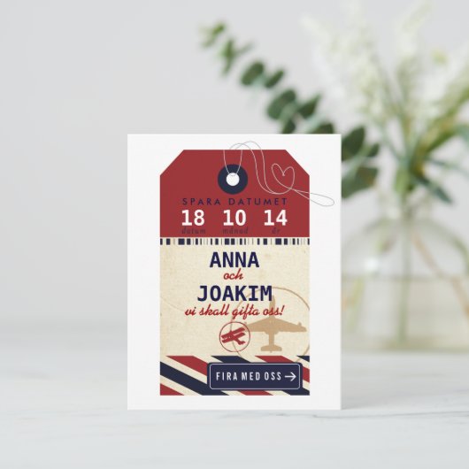 Bagage Tag flygpost Destination Spara Datumet (Standing Front)