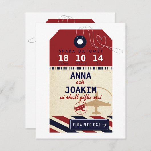 Bagage Tag flygpost Destination Spara Datumet (Front/Back)