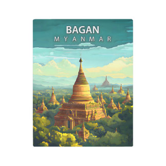 Bagan, Myanmar: A Timeless Tapestry Metal Print