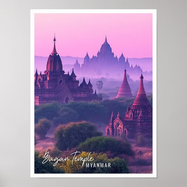 Bagan Temples Myanmar the beautiful tourist place Poster (Front)