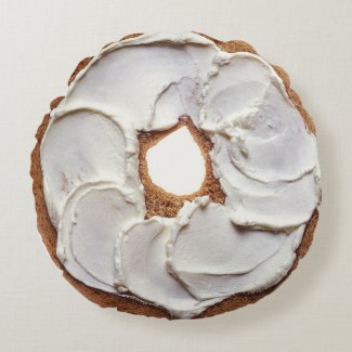 Bagel and Cream Cheese Round Pillow