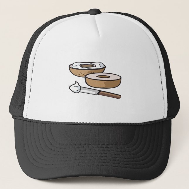 bagel and cream cheese trucker hat (Front)