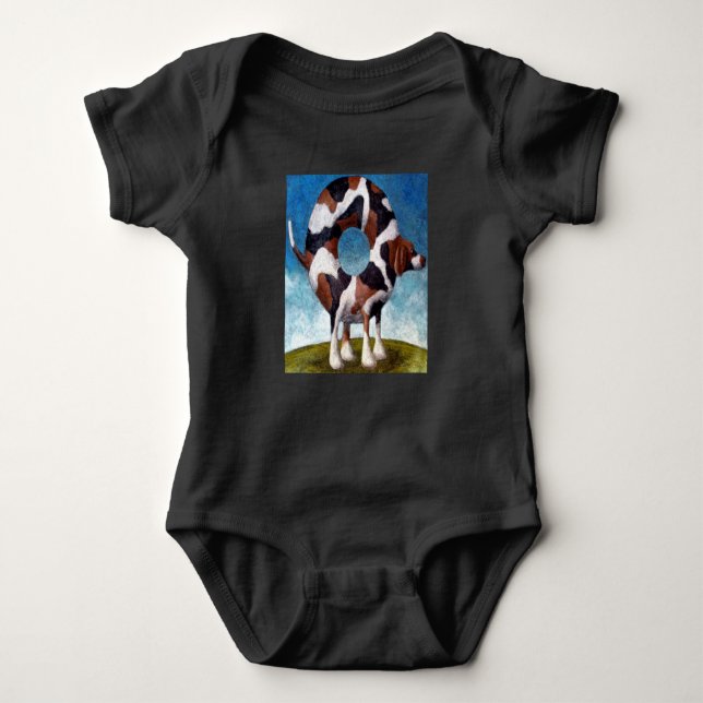 Bagel-Beagle Mixed Media Baby Bodysuit (Front)