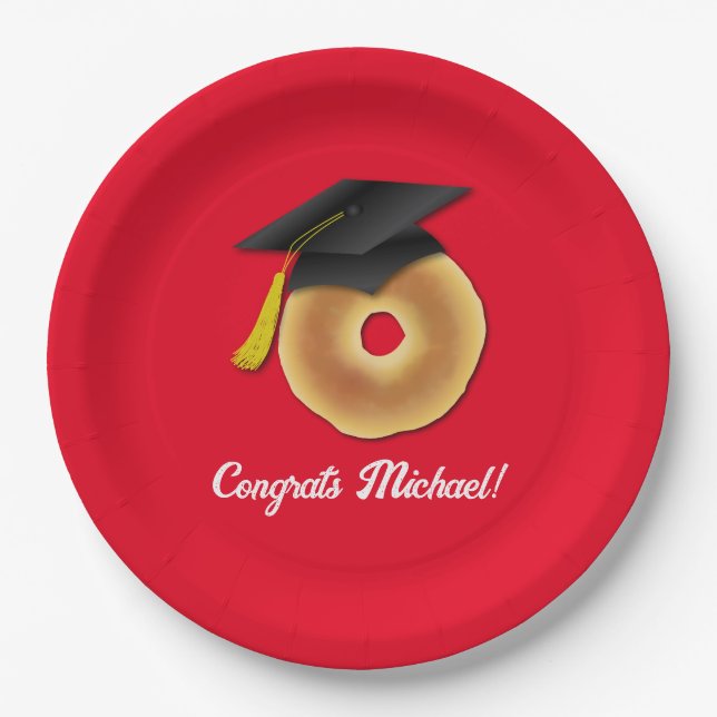 Bagel Breakfast Brunch Graduation Party Paper Plates (Front)