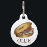 Bagel Capers Cream Cheese Lox NYC Breakfast Food Pet Name Tag<br><div class="desc">Pet tag features an original marker illustration of a delicious NYC style bagel topped with cream cheese, lox, onions, and capers. Simply personalize with your pet's name and your contact information for a one-of-a-kind cat or dog tag. Don't see what you're looking for? Need help with customization? Contact Rebecca to...</div>