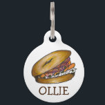 Bagel Capers Cream Cheese Lox NYC Breakfast Food Pet Name Tag<br><div class="desc">Pet tag features an original marker illustration of a delicious NYC style bagel topped with cream cheese, lox, onions, and capers. Simply personalize with your pet's name and your contact information for a one-of-a-kind cat or dog tag. Don't see what you're looking for? Need help with customization? Contact Rebecca to...</div>