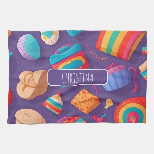 Bagel  Colorful Personalized Pattern Kitchen Towel (Horizontal)