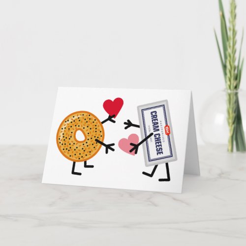 Bagel  Cream Cheese _ Cute Valentine Love Hearts Holiday Card
