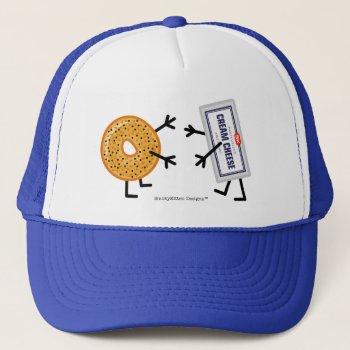 Bagel & Cream Cheese - Funny Foodie Friends Trucker Hat by SmokyKitten at Zazzle