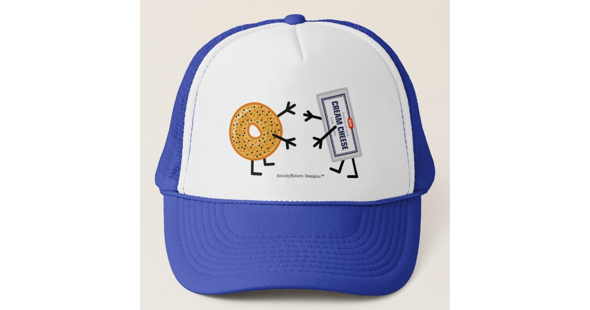 Bagel & Cream Cheese Funny Foodie Friends Trucker Hat Zazzle