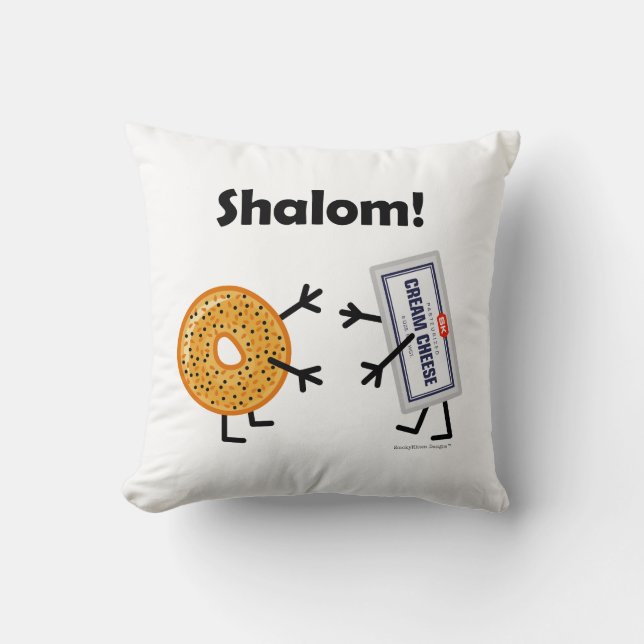 Bagel & Cream Cheese - Shalom! Throw Pillow (Front)