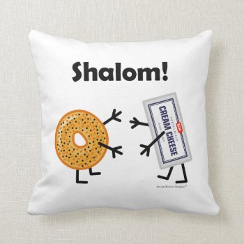 Bagel & Cream Cheese - Shalom! Throw Pillow by SmokyKitten at Zazzle