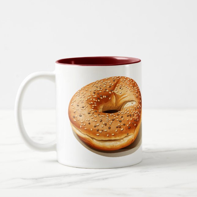 Bagel on a  Two-Tone coffee mug (Left)