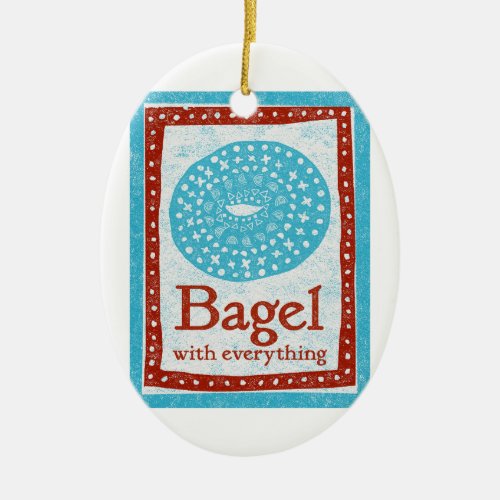  Bagel Ornament _ Fun Blue Red Food Theme