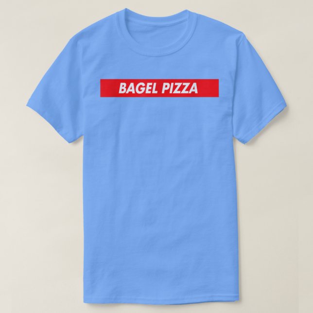 Bagel Pizza Red Box Logo Funny T-Shirt (Design Front)