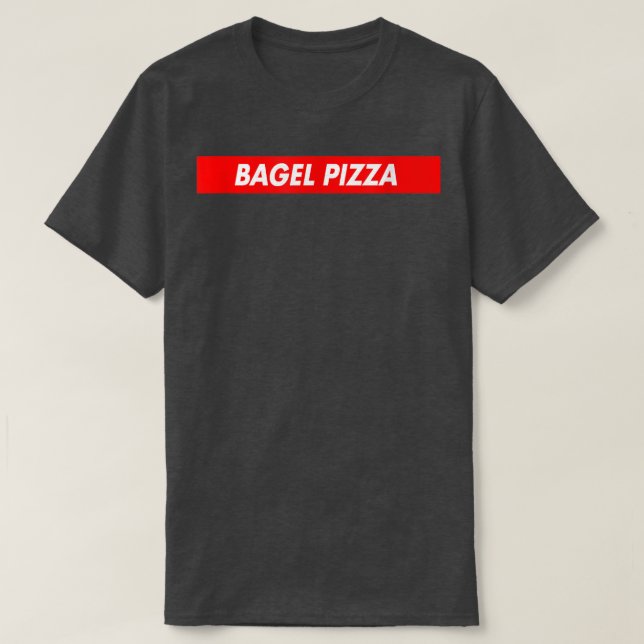 Bagel Pizza Red Box Logo Funny T-Shirt Copy (Design Front)