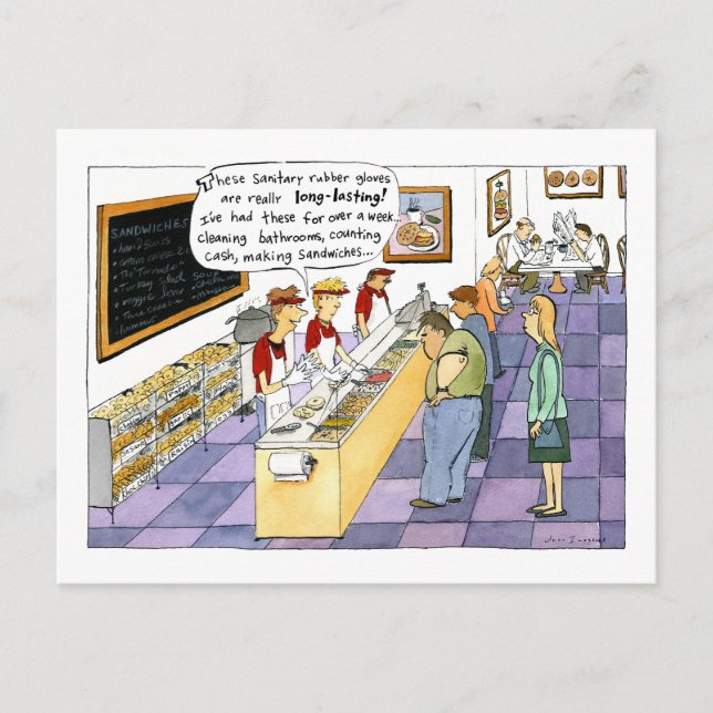 Bagel Shop Cartoon Postcard (Front)