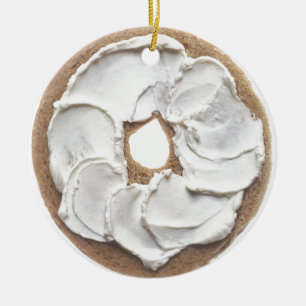 Bagel with Cream Cheese Ceramic Ornament