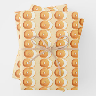 Bagels and cream wrapping paper sheets