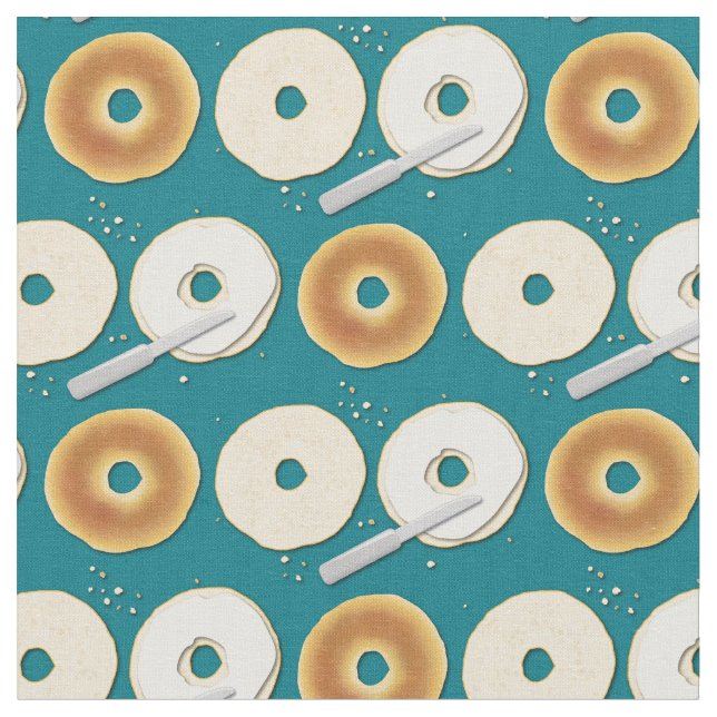 Bagels Cute Breakfast Food Kids Fabric (Close Up)