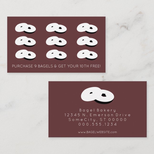 bagels loyalty stamp color customizable card (Front/Back)