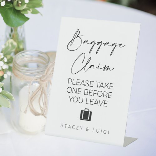 Baggage Claim Minimalist Wedding Pedestal Sign