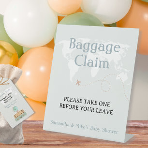 Baggage Claim Please Take One Travel Baby Shower Pedestal Sign