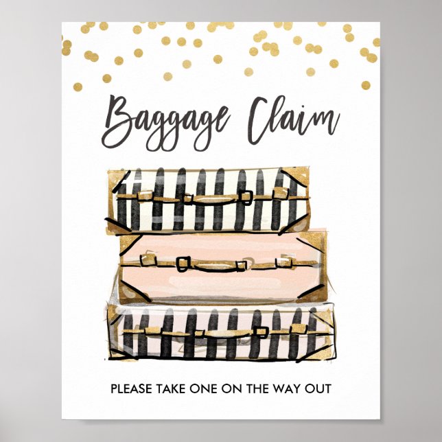 Baggage Claim Sign Travel shower Miss to Mrs Favor (Front)