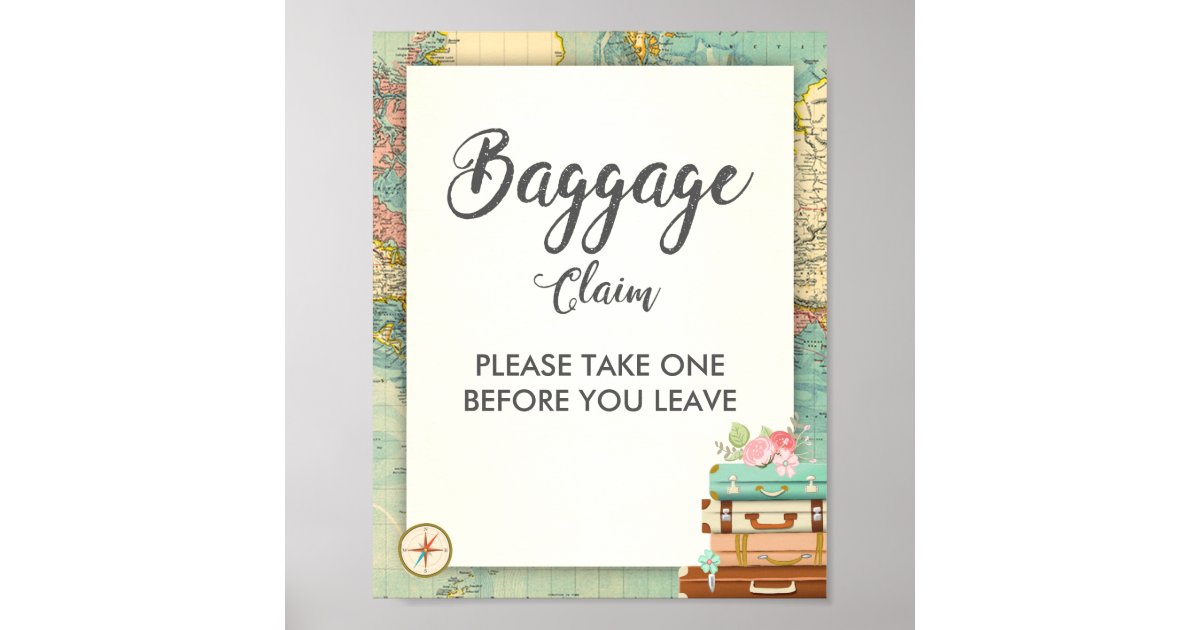 Baggage Claim Sign Travel Shower Miss To Mrs Favor Zazzle Com