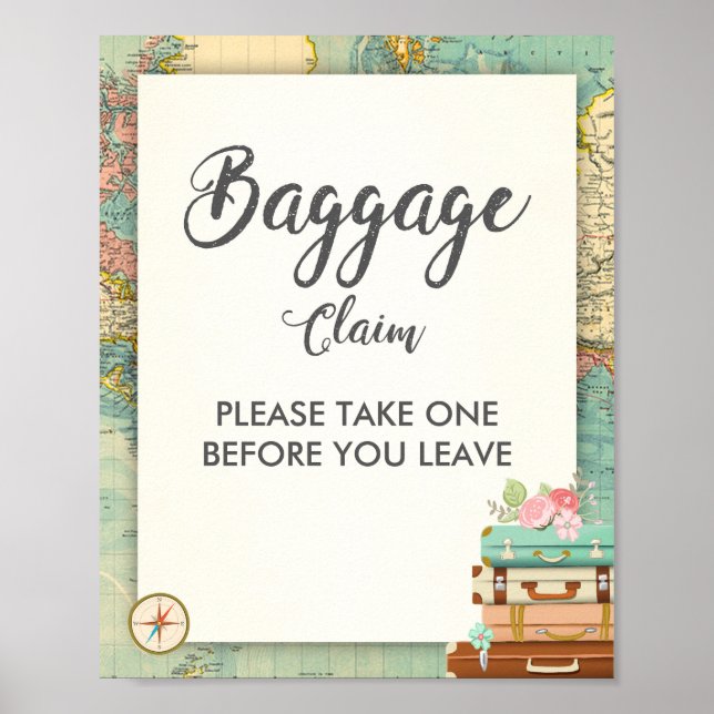 Baggage Claim Sign Travel shower Miss to Mrs Favor (Front)