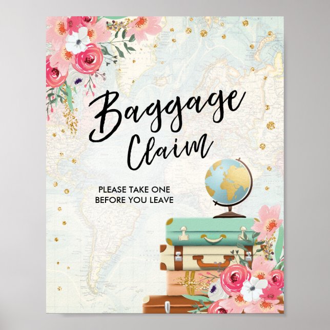 Baggage Claim Sign Travel shower Miss to Mrs Favor (Front)