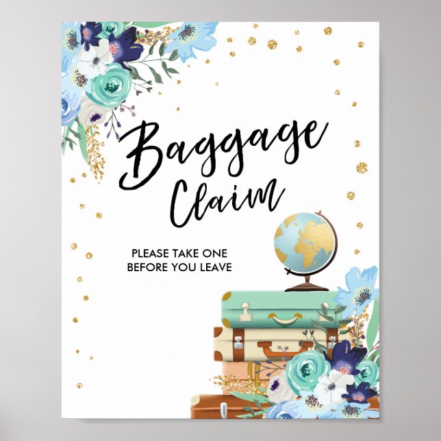 Baggage Claim Sign Travel shower Miss to Mrs Favor (Front)