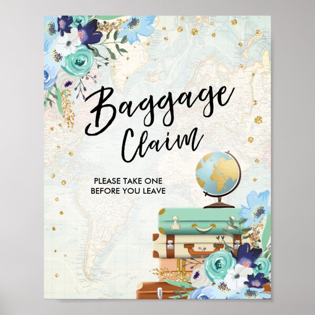 Baggage Claim Sign Travel shower Miss to Mrs Favor (Front)