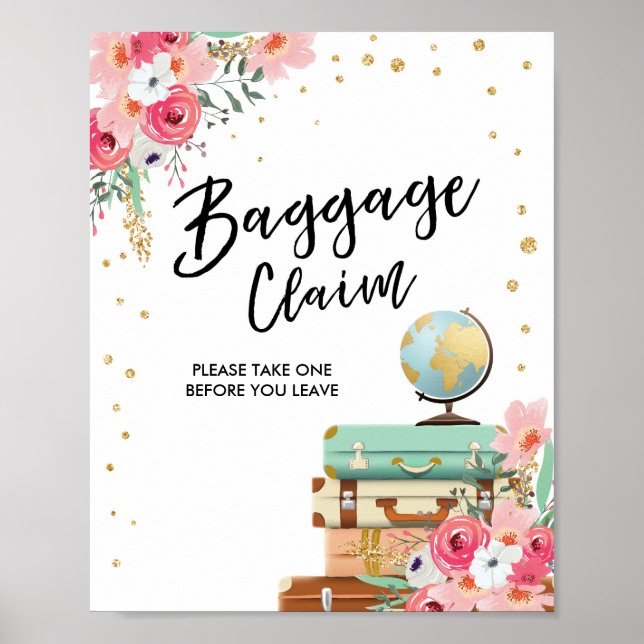 Baggage Claim Sign Travel shower Miss to Mrs Favor (Front)